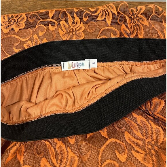 Lularoe Women’s Small Lucy Long Maxi Skirt Floral Lace Orange Fall Full Length - Picture 9 of 9